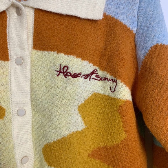 Rehab Lab House of Sunny Style Landscape Cropped Cardigan Sweater OSFM SIze F - Picture 7 of 15